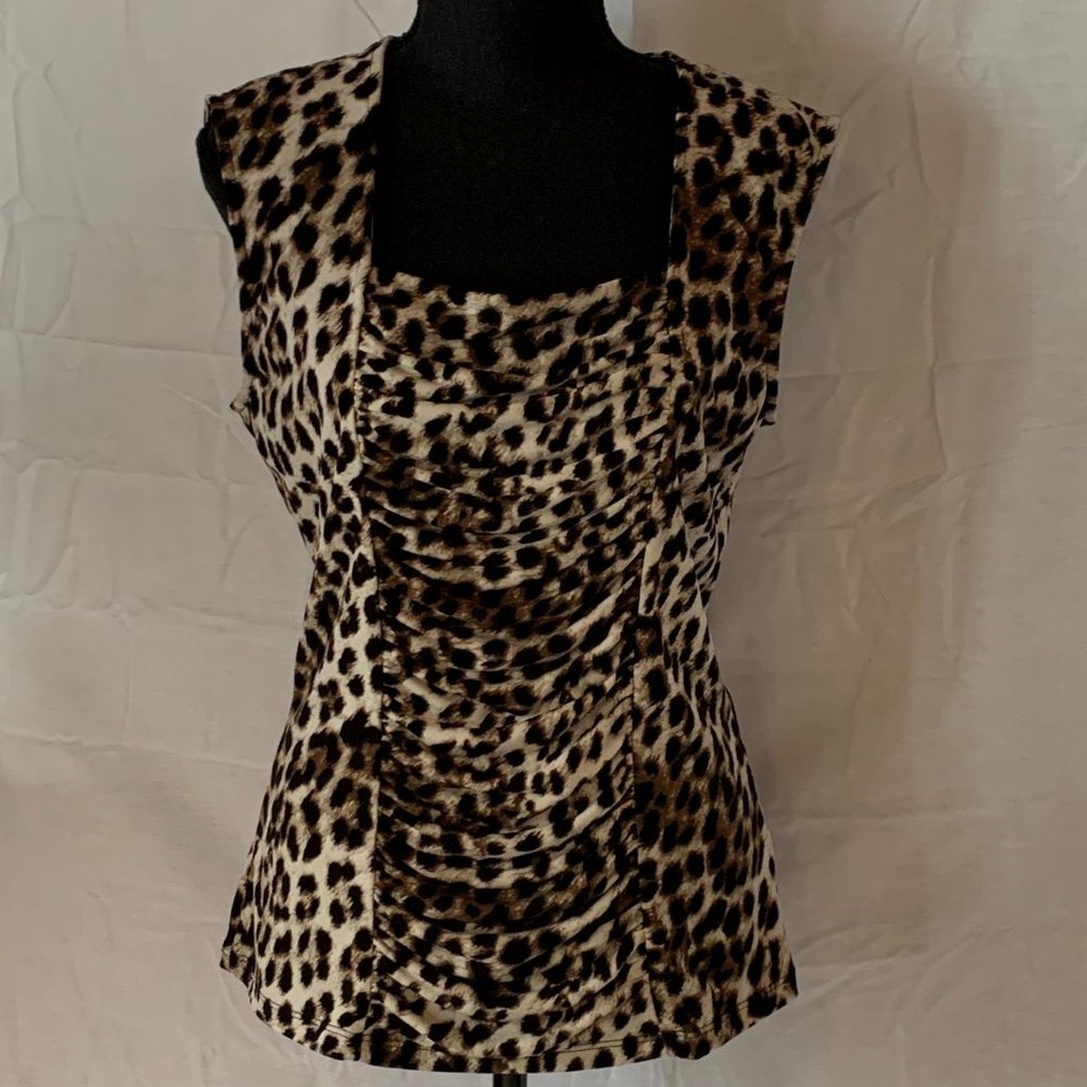 Style & Co Sleeveless Top, Medium, Brown & Cream